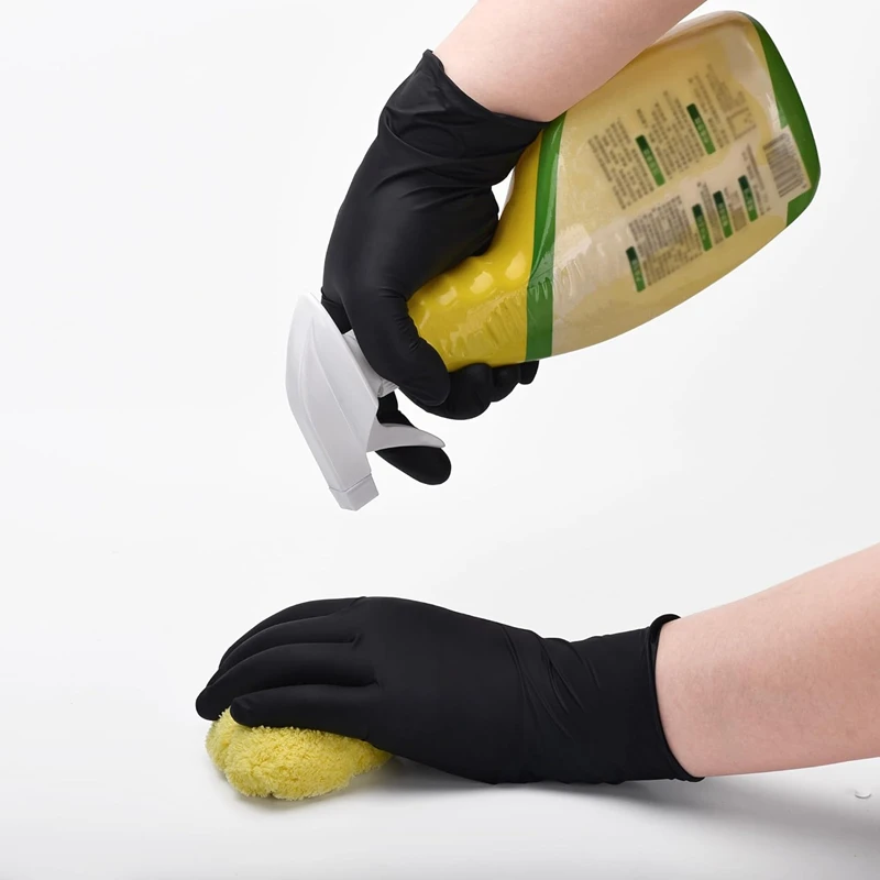 Nitrile disposable gloves black latex powder free gloves industrial grade cooking work cleaning hair dye waterproof