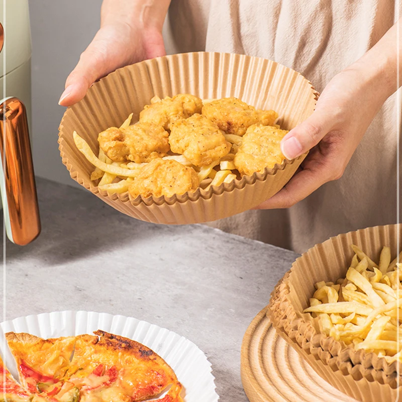 Disposable Air Fryer Paper Liner 16/20CM Oil-proof Water-proof 100/200PCS Airfryer Disposable Cooking Paper Trays Baking disposable air fryer paper