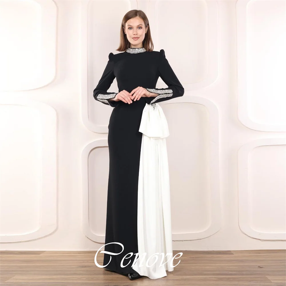 

Cenove 2024 Arab Dubai Long Sleeves Prom Dress Ankle-Length Evening Fashion Elegant Party Dress For Girl