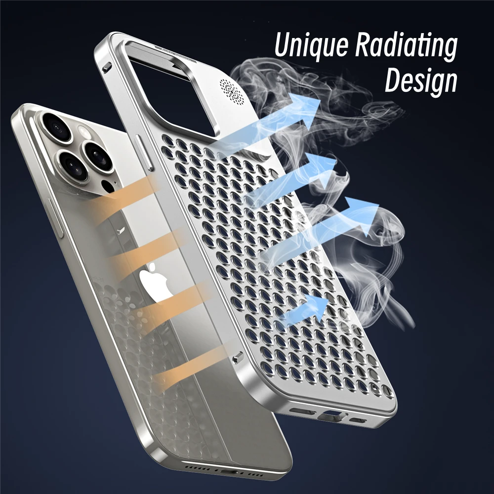 Detachable Aluminum Alloy Case for iPhone 15 Plus 11 12 13 14 Pro Max Full Metal Aromatherapy Cover with Radiating Hole