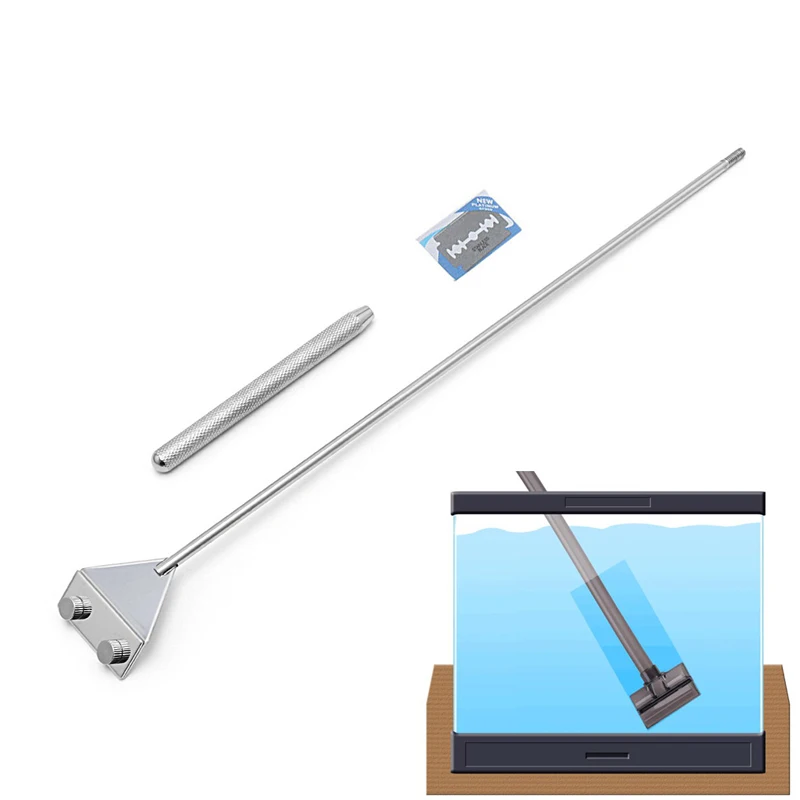 

Fish for Tank Scrapers Stainless Steel Aquarium Glass Scraper Cleaner with T21C
