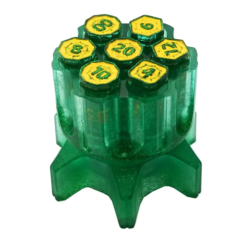Set De 7 Dados De Bala De Metal Con Estuche Giratorio Tipo Revólver, Para Juegos De Mesa, D20, D12, D10, D8, D6, D4