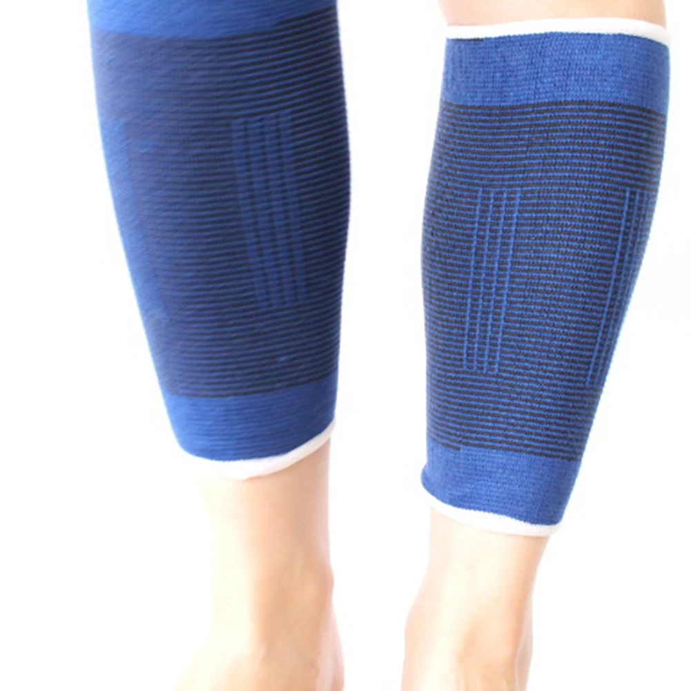 1 Pair Leg Compression Sleeve Elastic Leg Bandage Brace Sport Safety Muscle Support Guard Protection Blue Color