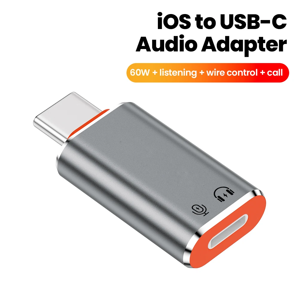 Type-c - Lightning 헤드폰 오디오 어댑터 Iphone용 USB-C 변환기 PC 노트북 iPad용 삼성 PD60W 고속 충전 어댑터
