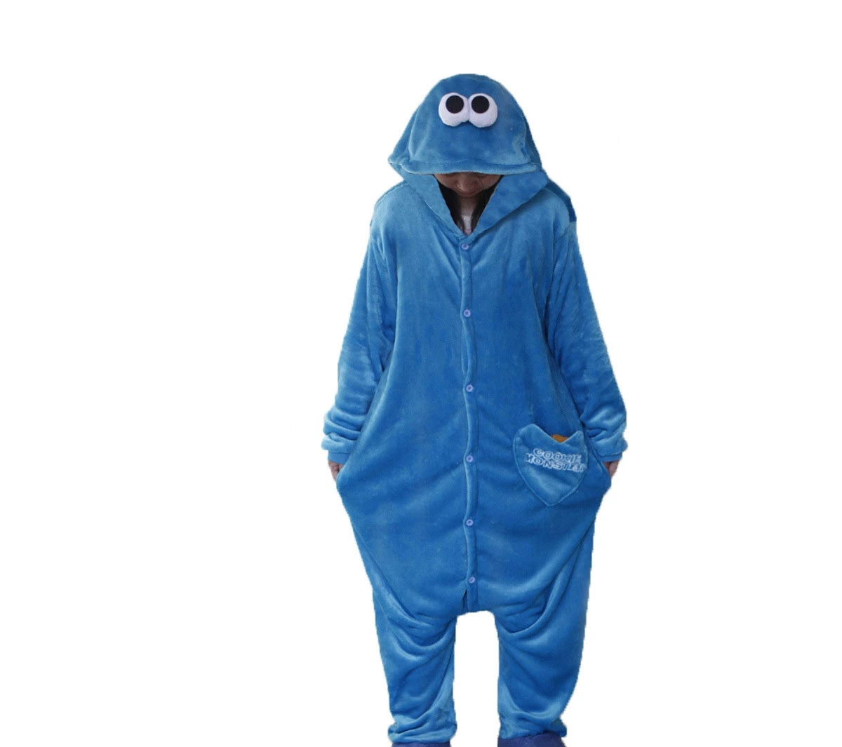 Cosplay Costumes Kigurumi Pajamas Kigurumi New Flannel Adult Cookie Monster Pajamas Disfraces For Unisex Sleepsuit Sleepwear Pyjamas Animal Onesie