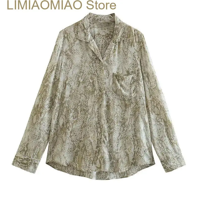 New Summer Animal Grain Print Shirt Pants Sets Casual Loose Long Sleeve Shirts High Waist Trouser Suits Fashion Pocket Suit