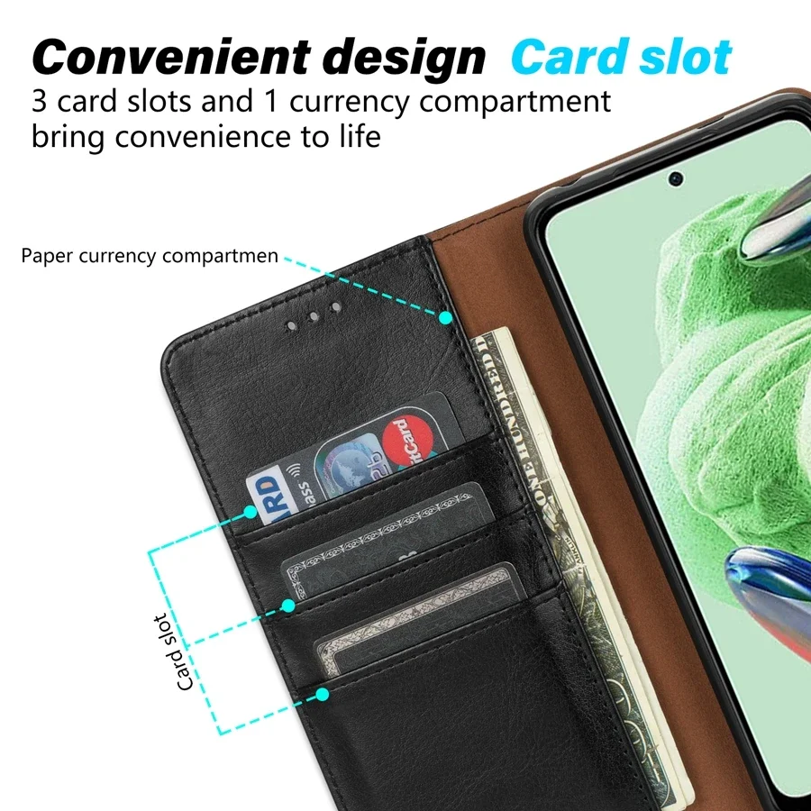 Leather Wallet Case with Magnetic Closure and Card Slot – Skin-Friendly Design
