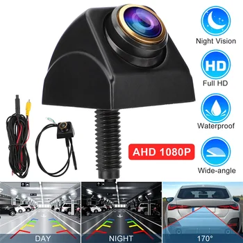 Telecamera posteriore per auto AHD 1920x1080P 170 °   Veicolo per visione notturna Full HD con obiettivo dorato Fisheye che retroma le telecamere anteriori