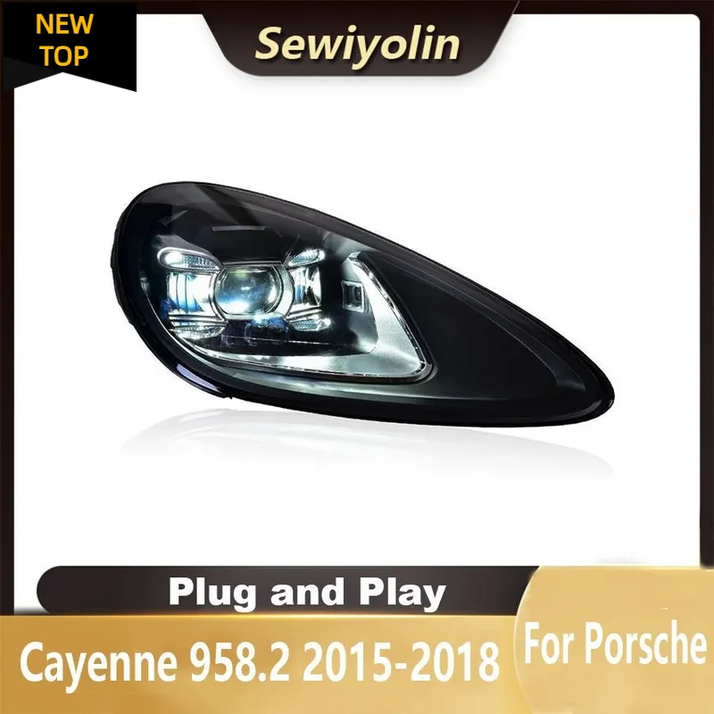 

Car LED Headlight For Porsche Cayenne 2015-2018 Upgrade 2019 Pdls Style Head Reverse Brake Fog Front lights DRL Plug and Play