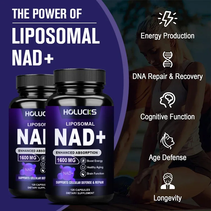 Holucks Liposomal NAD Supplements-Anti-aging, Energy and Focus, Support Cellular Health -60/120 Capsules