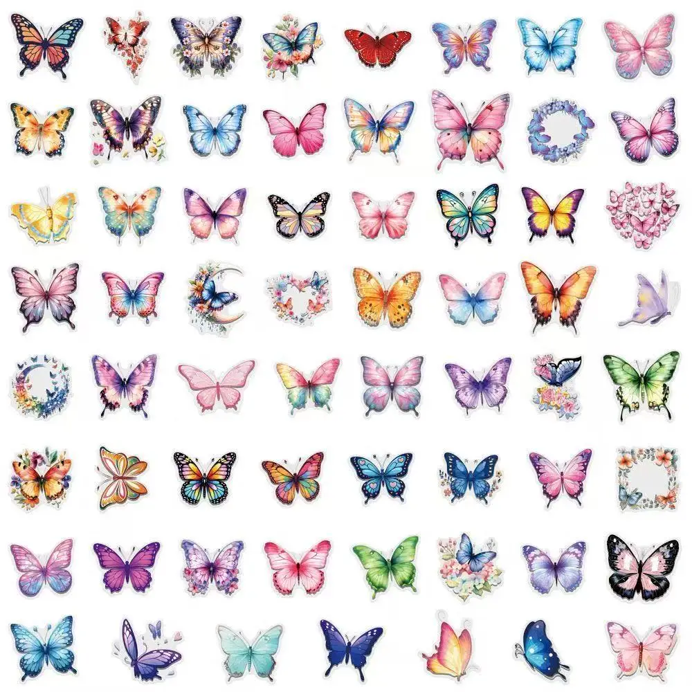 60PCS 다채로운 나비 낙서 스티커 스크랩북 콜라주 재료 장식 기타 프레임 벽..