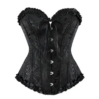 Femmes surbuste Corset Korset Basques Floral dentelle haut Bustier Jacquard Lingerie Corselet 2