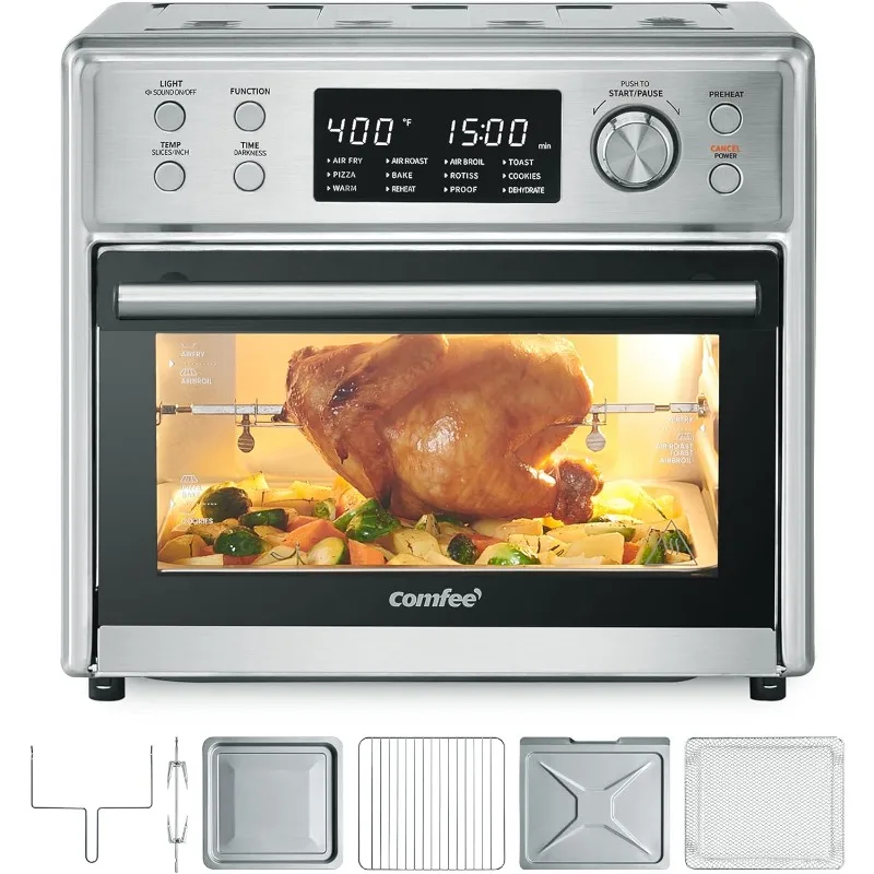 

COMFEE' Toaster Oven Air Fryer Combo, 12-in-1 Air Fryer Oven with Rotisserie, 6 Slice Toast 12' Pizza, Countertop Convection