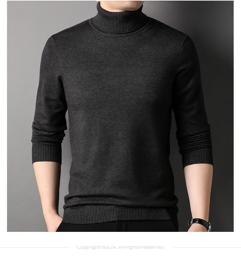 Autumn Winter New Turtleneck Pullover Men Casual Solid Color Men's High Collar Knitted Sweater Top Warm Bottoming Pull Homme_voghion.com