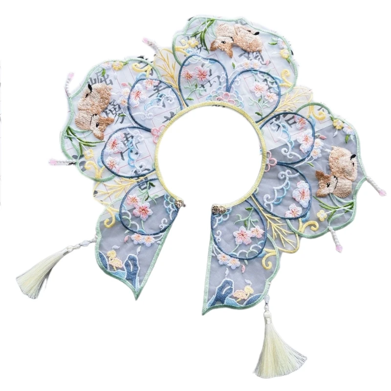 

Chinese Chinese Ancient Costume False Collar Embroidered Floral Shawl for Girl