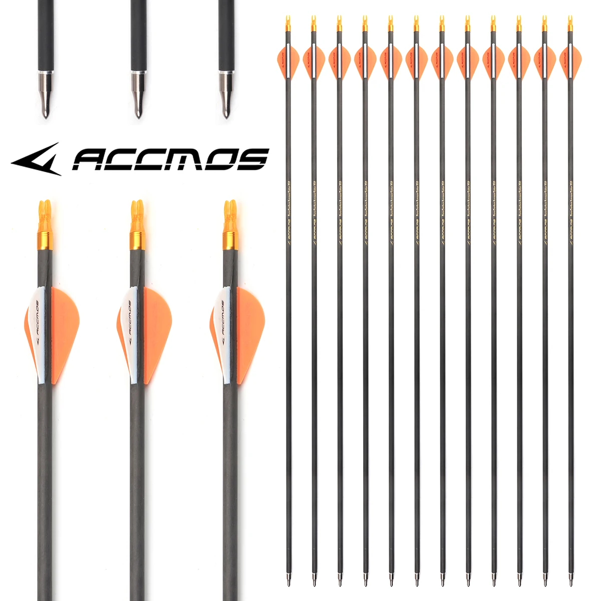 Archery Arrows Archery Arrowhead 12pc 28 30inch ID 6.2mm Pure Carbon Arrow Removable Arrowhead