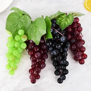 Artificial Grapes Bunches Simulation Fruits Grape for Home Kitchen Wine Decoration Wedding Party Table Centerpiece Decor Props