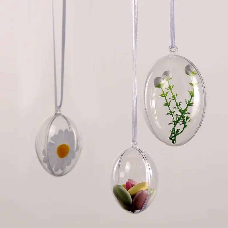 Transparent Open Plastic Christmas Ball Egg Shaped Bauble 10 Pcs For Xmas Party Kids Gift Present Box Decoration christmas decorations
