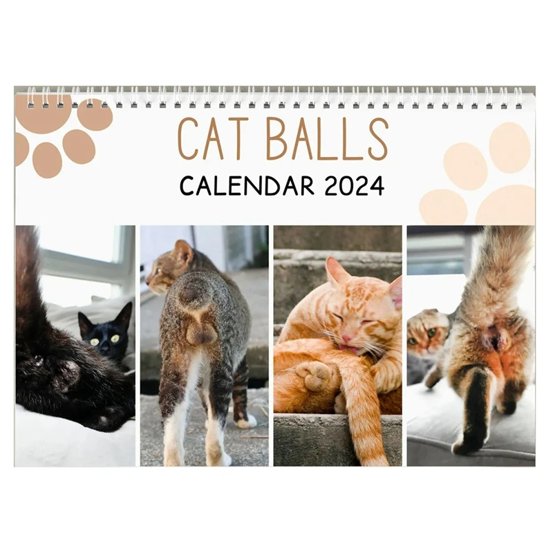1 шт. Забавный календарь для кошек-забавный подарок-календарь для ягодиц  для кошек 2024 бумажная искусственная кошка-яички для кошек-белый слон |  AliExpress
