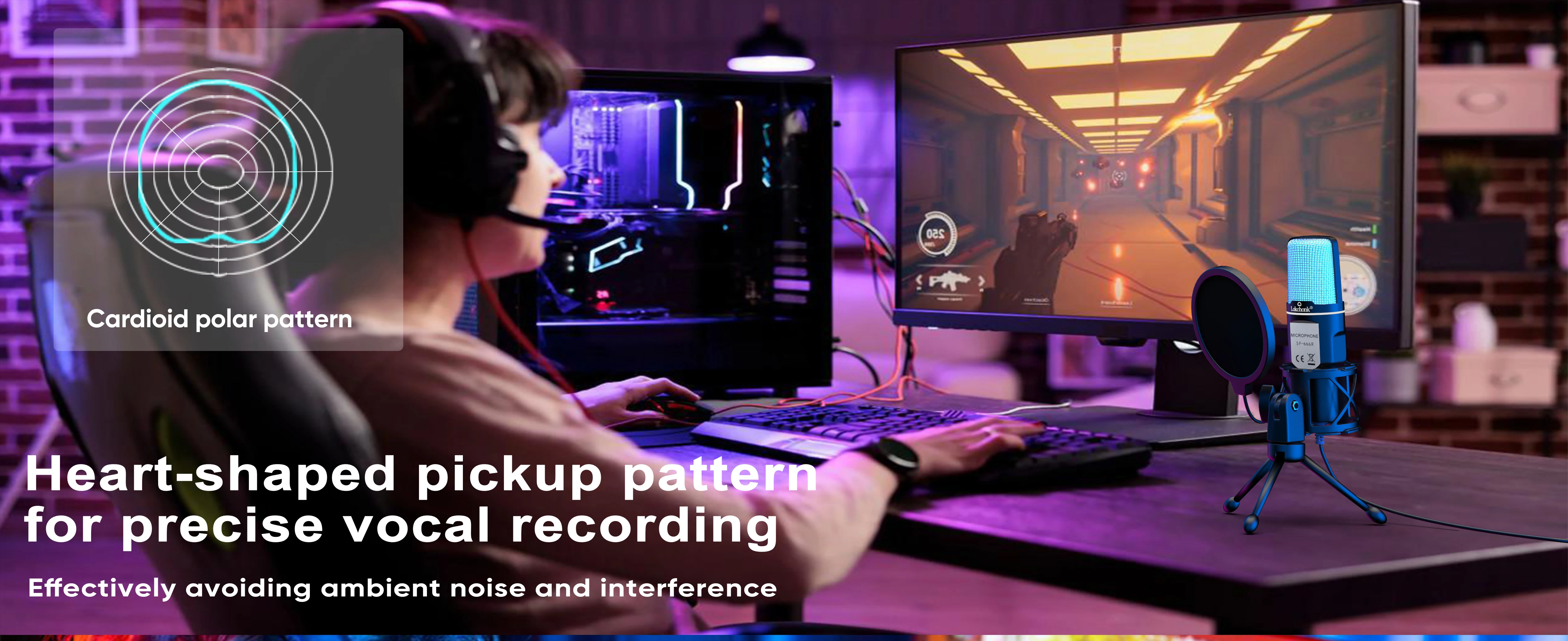 USB Microphone RGB Microfone Condensador