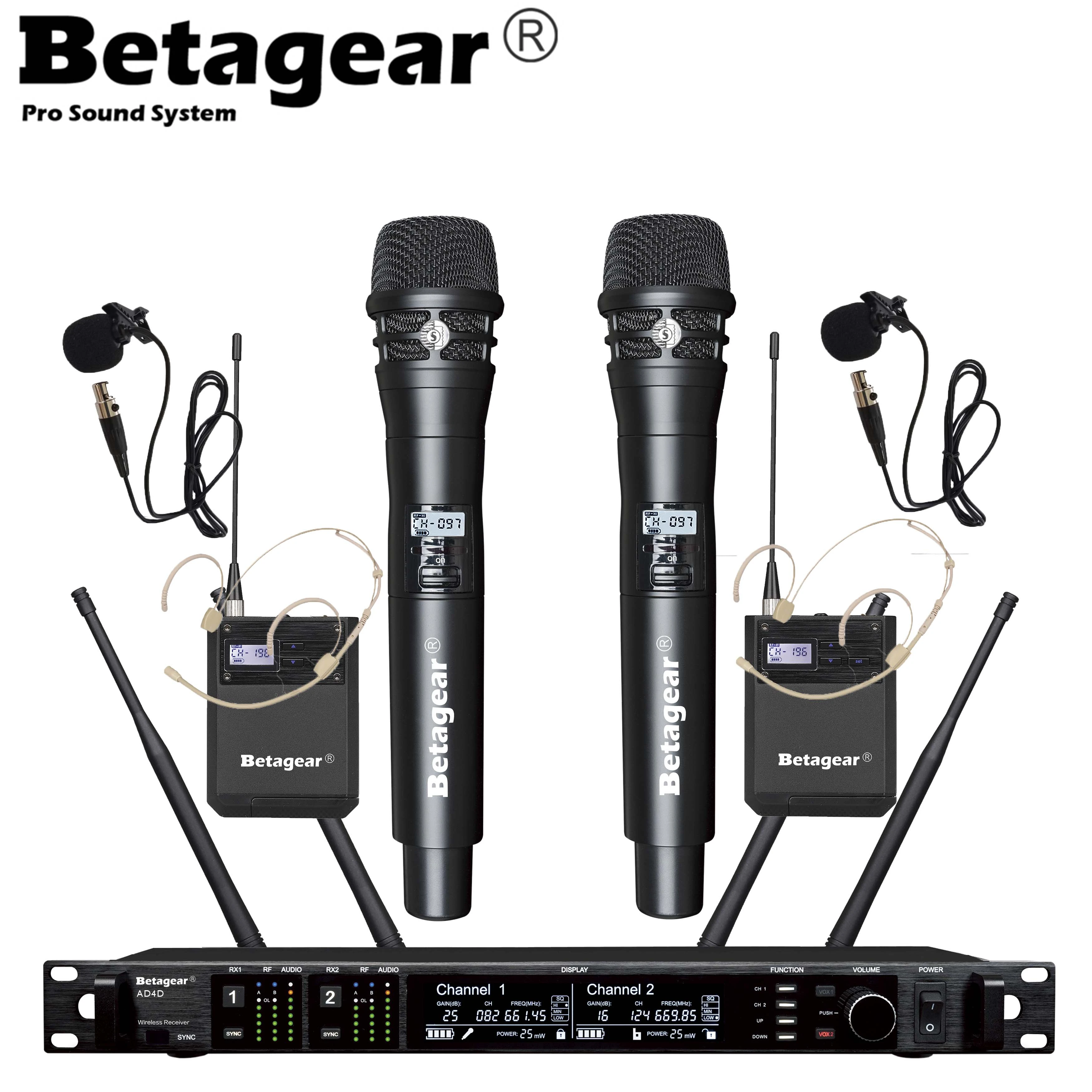 Betagear Digital Microphone Wireless System Micro 615-685Mhz Stage Mikrofon True Diversity Mic AD4D Dual Handheld Microfone bluetooth microphone