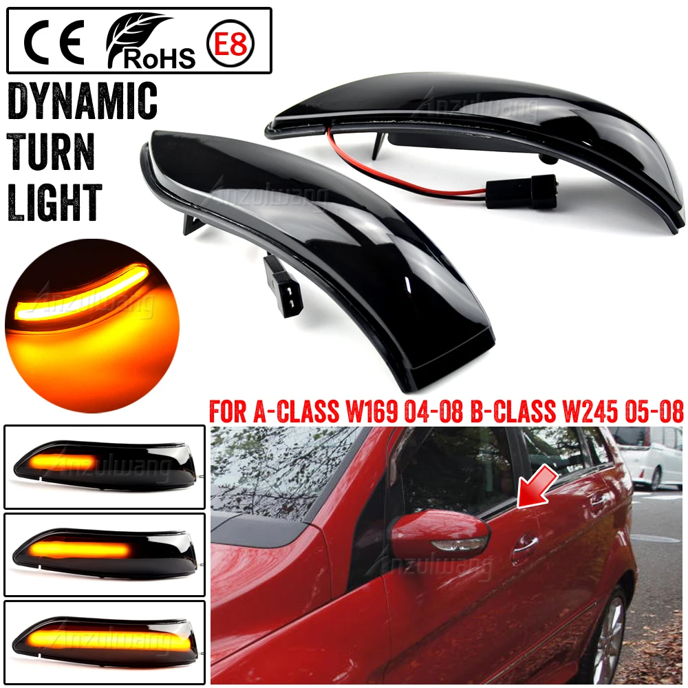 

Scroll LED Dynamic Turn Signal Light For Mercedes Benz A B Class W169 04-08 W245 05-09 Mirror Flashing Light Repeater Blinker