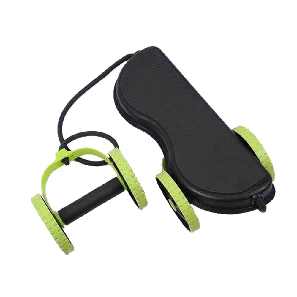 Abdominal Multifunctional Exercise Equipment Wheel Double Roller with Resistance Bands Knee Mat Waist Slimming Train Home Gym