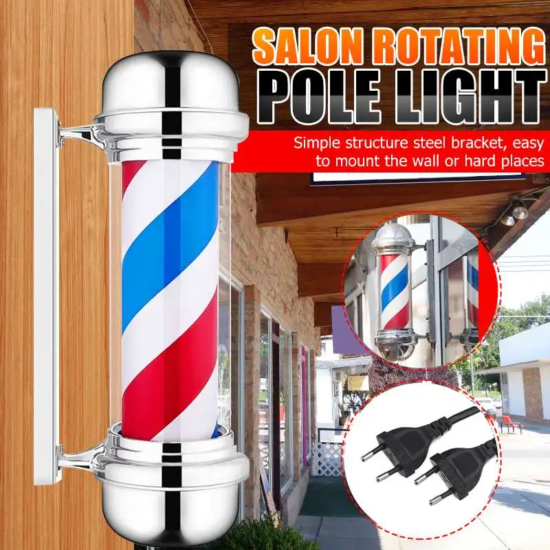 

55cm LED Barber Shop Sign Pole Light Red White Blue Stripe Design Roating Salon Wall Hanging Light Lamp Beauty Salon Lamp