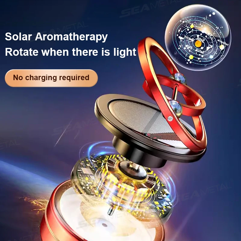 Metal Solar Car Air Freshener Essential Oil Diffuser