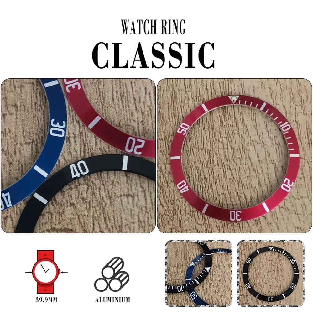 

Аксессуары для часов: Наружный диаметр обода алюминиевой пластины 39,9 мм, внутренний диаметр 32,8 мм