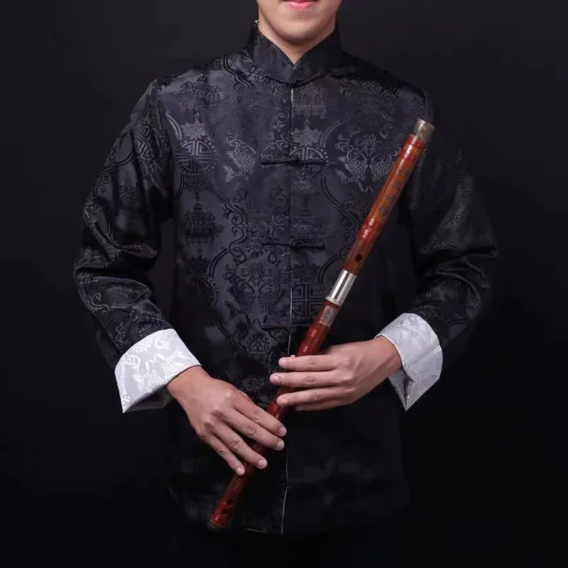 Chinese Traditional Uniform Top Kungfu Shirt for Men Tang Suit Jacket Mens Two On Each Side Towards The Bottom Of The Shirts men chinese style shirt