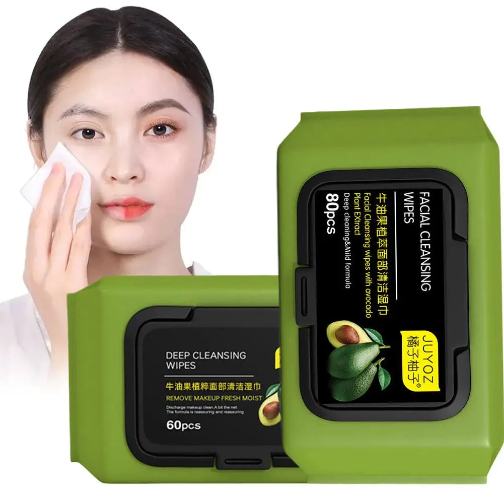 

Avocado Make Up Remover Wipes Deep Cleansing Makeup Cotton Extractable Makeup Remover Towel Disposable I5Z7