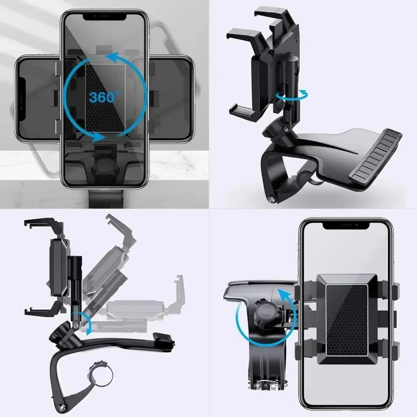 1200° Rotating Car Phone Holder Mount for Dashboard Cell Phone Holder for Car Universal Big Clamp Car Phone Mount Compatible