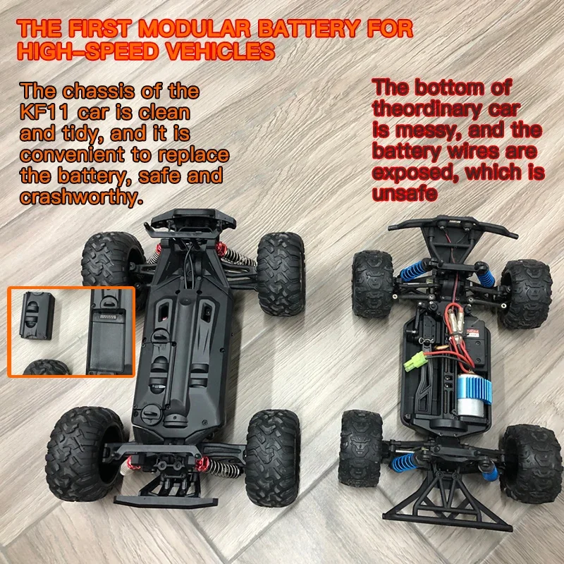 KF11 4WD 1:16 50KM/H Brushless RC Drift Off-Road Car With LED Light IPX6 Waterproof Electric High Speed Racing Outdoor Truck Toy 6