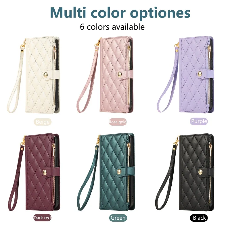 Compact Leather Crossbody Wallet with Fragrance Zipper and Card Holder