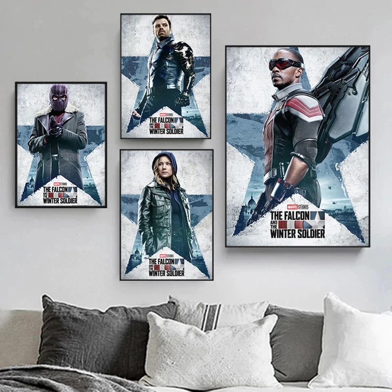 Poster Su Tela Marvel The Falcon & Winter Soldier Hit American Tv Series Supereroe Pittura Stampa Wall Art Kid Home Decor Cuadros