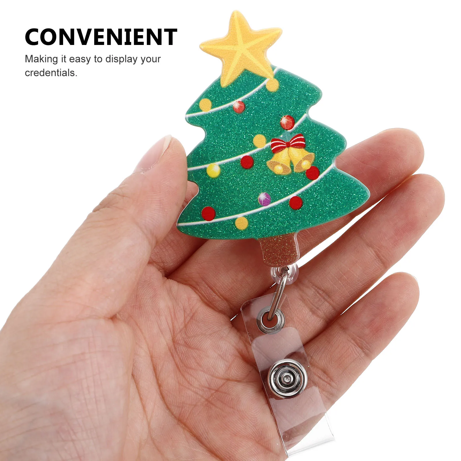 Carretel De Crachá De Rena De Natal - Retrátil E Brilhante, Para Enfermeiras E Estudantes