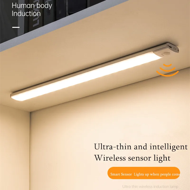 

Motion Sensor LED Wireless Under Cabinet Lights Ultra-thin Night Lamps USB Rechargeable Indoor Kitchen Corridor Stair Lightings