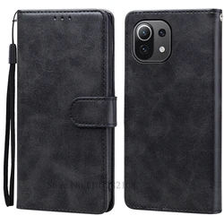 Leather Wallet Flip Case with Multifunctional Features and Elegant Design for Mi 11 (Black)