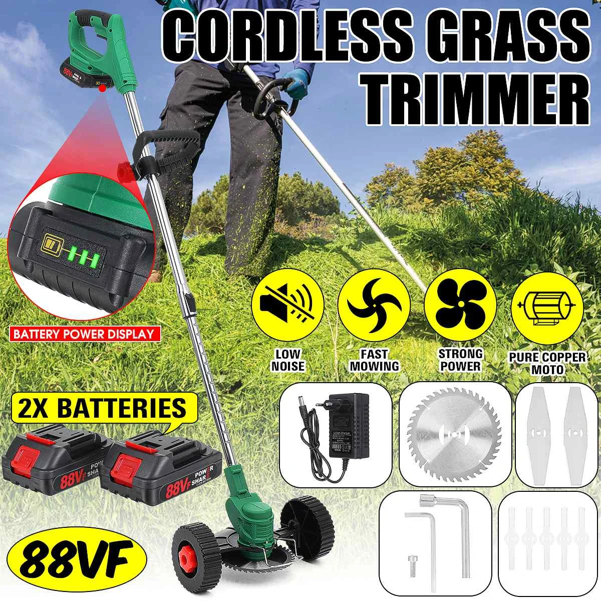 Cortacésped eléctrico sin cables, 88VF batería recargable, herramienta de jardín portátil de liberación automática, recortadora de jardín| | AliExpress