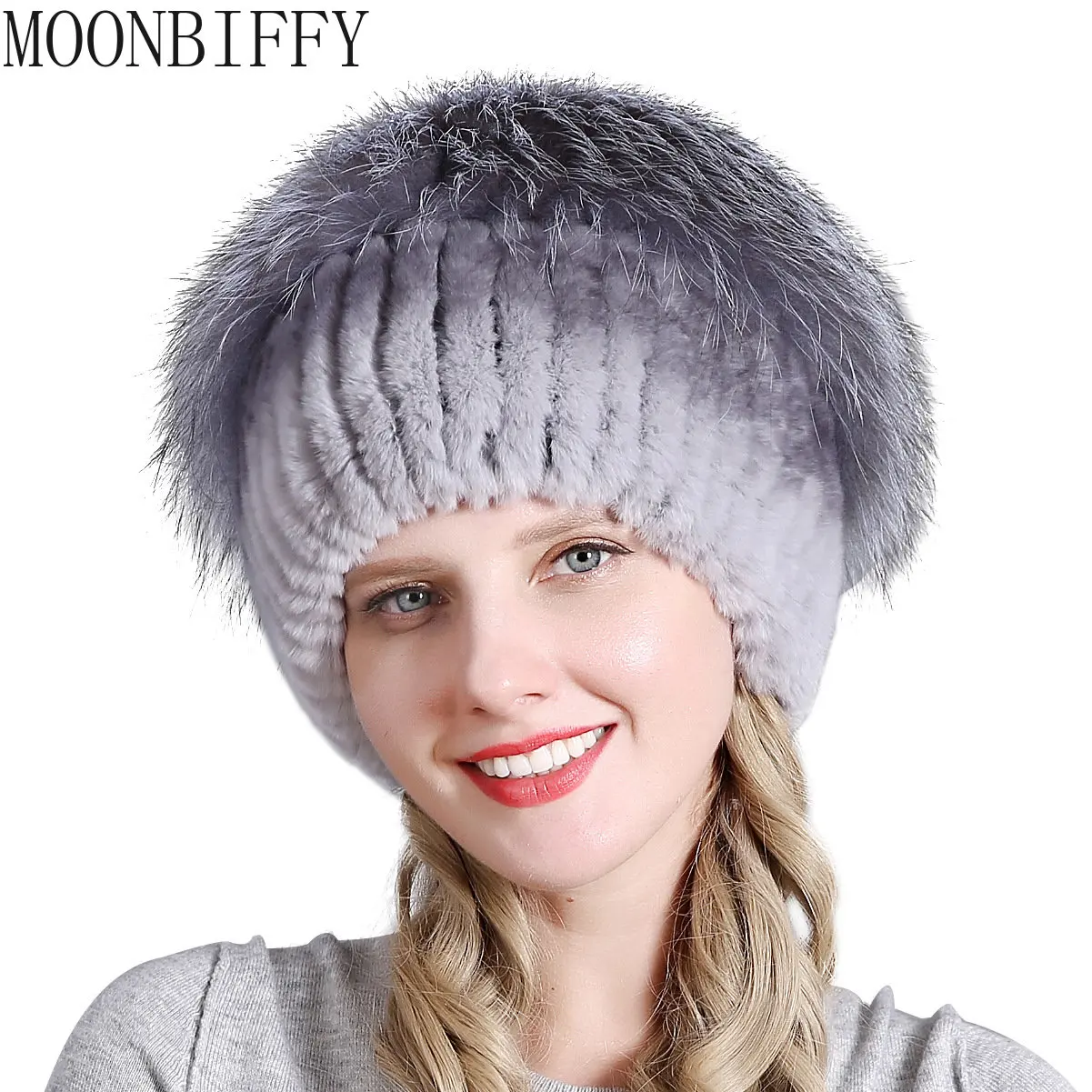 FauxRabbitFurHatforWomenWinterRussianStyleKnittedWoolHat