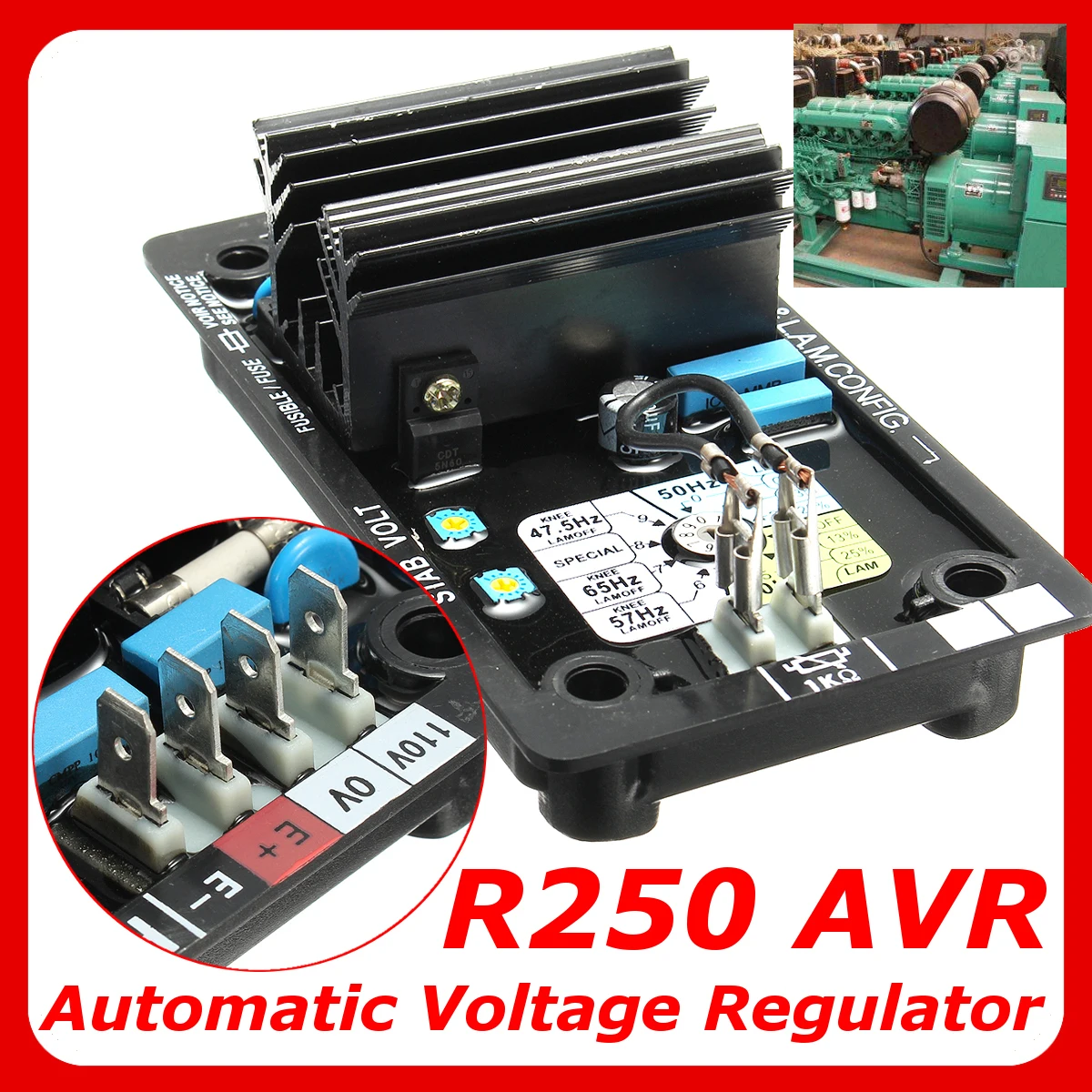 AVR R250 Automatic Voltage Regulator Replacement Black for Leroy Somer ...