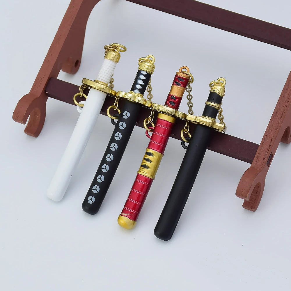 Anime One Piece Weapon Roronoa Zoro Keychain Demon Slayer Katana Knife Samurai Swords Real Steel Toys for Boy Children Toy Gifts demon slayer sword lguro obanai pen swords nichirin blade anime knife katana keychain weapon modeltoys for kids christmas gifts