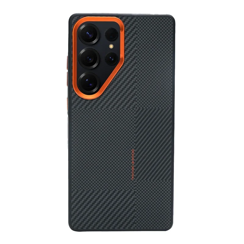 Magnetic Shockproof Carbon Fiber Texture Case with Metal Lens and Matte Finish