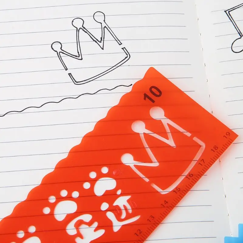 12Pcs Kids Cartoon Drawing Molds Ruler Plastic Children Painting Stencils DIY Pa Dropship