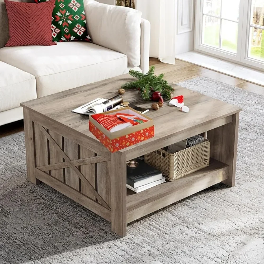 Center Room Table Serving Coffee Coffee Table With Storage for Living Room Farmhouse Wood Coffee Table Rustic Grey Furniture