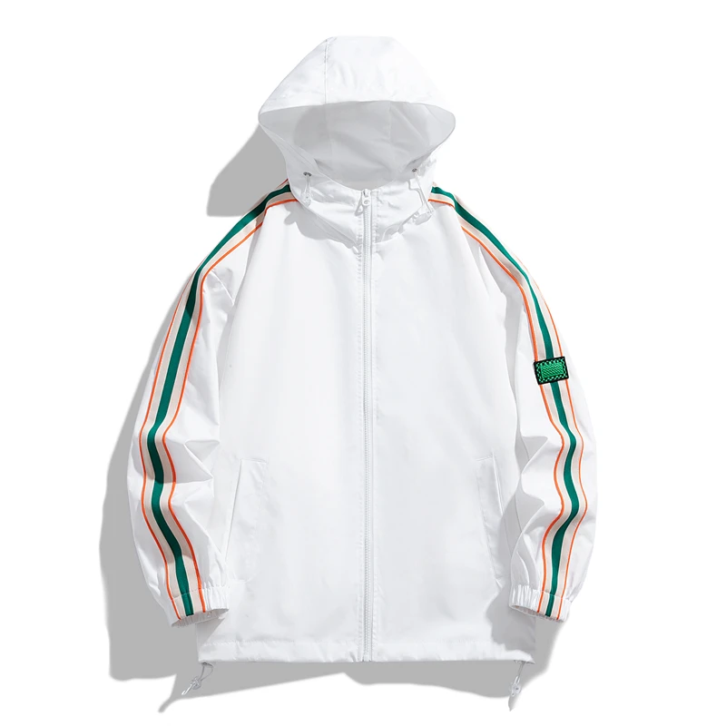 Men Hoodie Cardigan Jackets Autumn Lightweight Single Layer Windbreaker Fashion Casual Loose High Street Vintage Oversize Coat