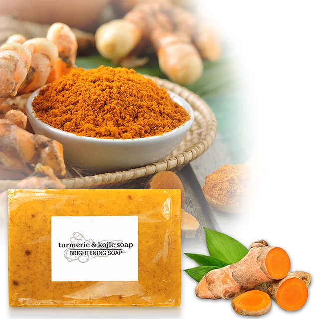 Savon blanchissant au curcuma et à l'acide kojique, 100g, pour les taches foncées, hydratant en profondeur, contrôle de l'huile et lavage du corps hydratant au gingembre 1