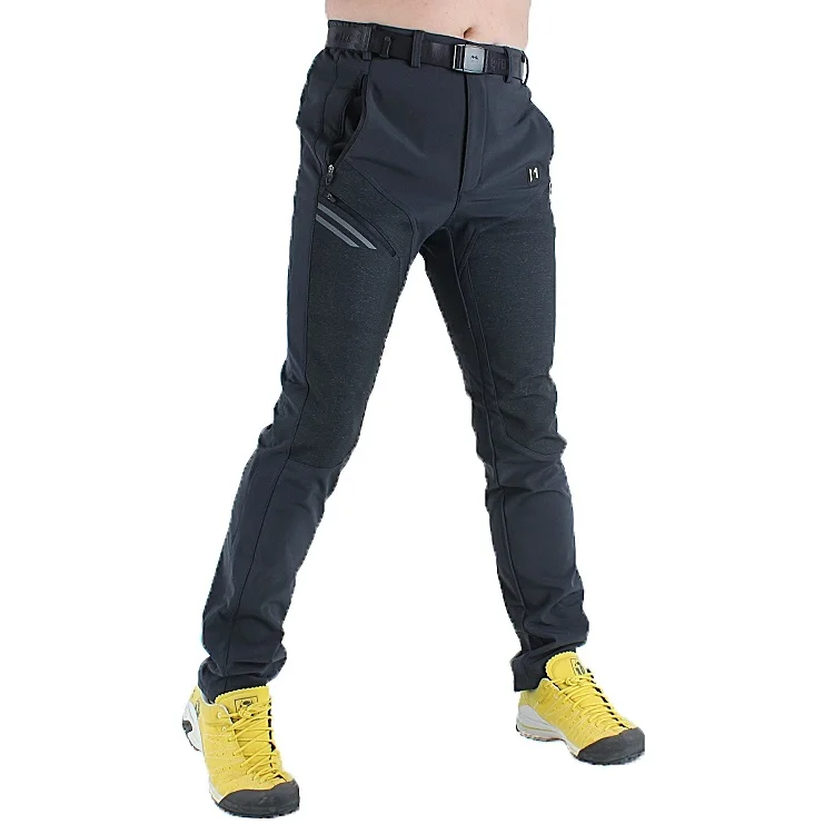 Men`s winter fleece soft shell waterproof windproof elastic cycling hiking trekking pants mens wool skiing camping t