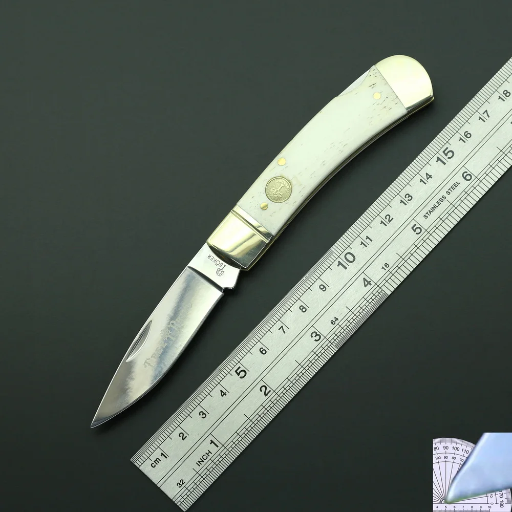 Natural Cattle Bone Copper Handle Folding Knife for Outdoor Camping Hunting,folding knife